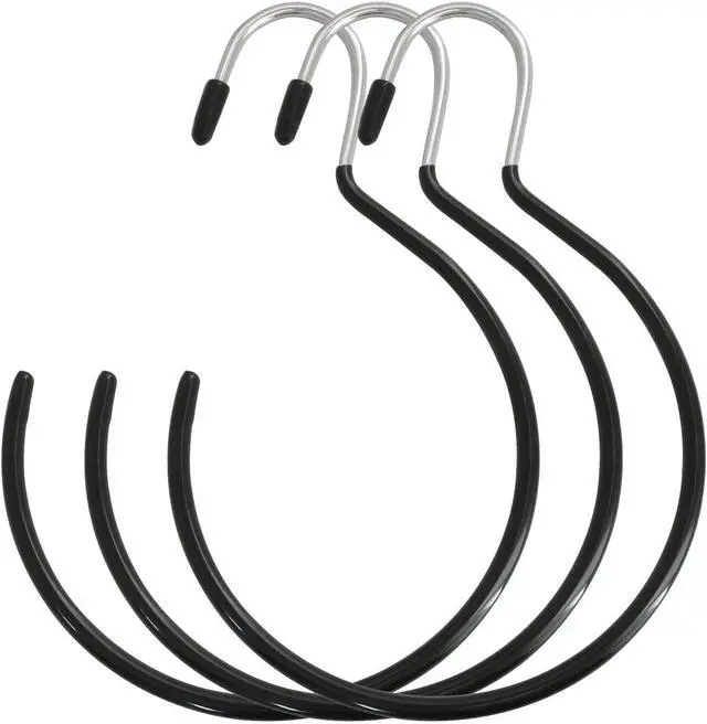 Main image of XGNG 3PCS Black Non-Slip Belt Rack Tie Hanging Hooks Closet Accessories Scarf Ring Hangers Scarf Organizer Storage Holders for Ties Scarves Belts Tank Tops Pashminas