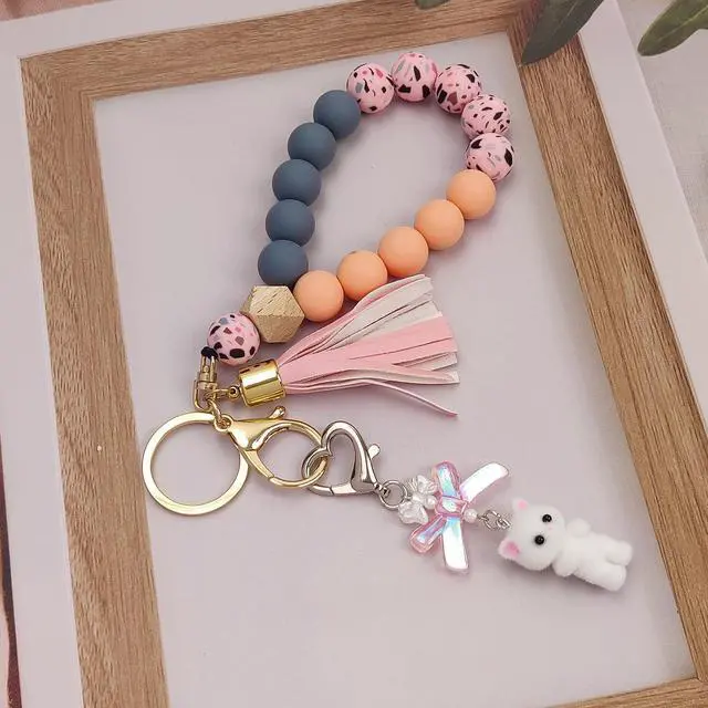 Alt view image 6 of 7 - Cute Pink Keychain,Fuzzy Cat Keychain Aesthetic Y2K KeychainStylish KeychainsAccessories