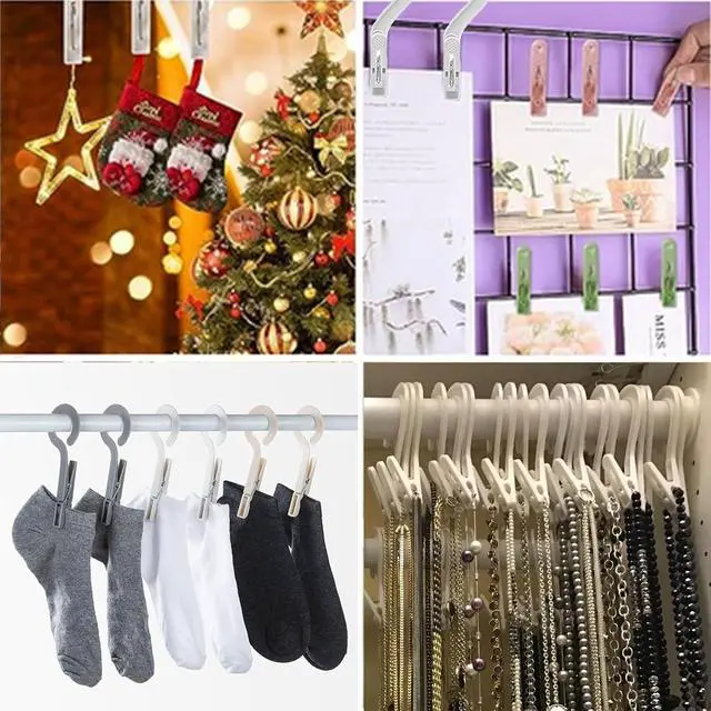 Alt view image 6 of 6 - 12pcs Laundry Hooks with Clips Super Strong Plastic Clothes Hangers Pins | Single Clip Hangers,Clothes Pins for Towel,Portable Travel Hangers with Clips to Hang Bras Socks Hats and Boots,White