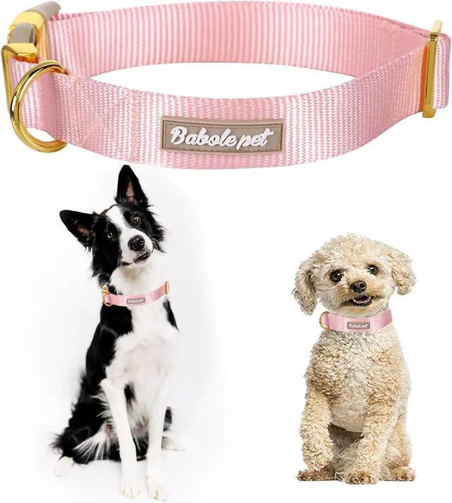 Alt view image 2 of 7 - Nylon Dog Collar - Adjustable Pink Soft Webbing Dog Collars for Small Medium Large Dogs Boy Girl Puppy Collar with Safety Metal Buckle XS