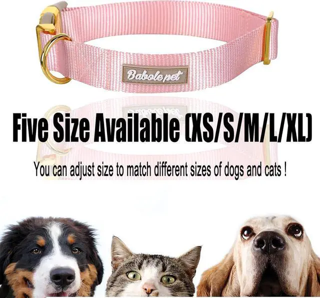 Alt view image 7 of 7 - Nylon Dog Collar - Adjustable Pink Soft Webbing Dog Collars for Small Medium Large Dogs Boy Girl Puppy Collar with Safety Metal Buckle XS