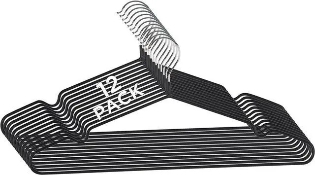 Main image of Simplify 12 Pack Metal Hangers | Dimensions: 15.75"x 7.28"x 0.16" | Space Saving | Durable | Closet Organization | Black