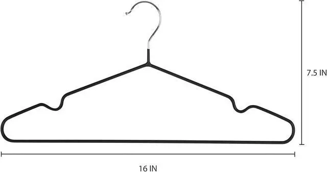 Alt view image 2 of 5 - Simplify 12 Pack Metal Hangers | Dimensions: 15.75"x 7.28"x 0.16" | Space Saving | Durable | Closet Organization | Black