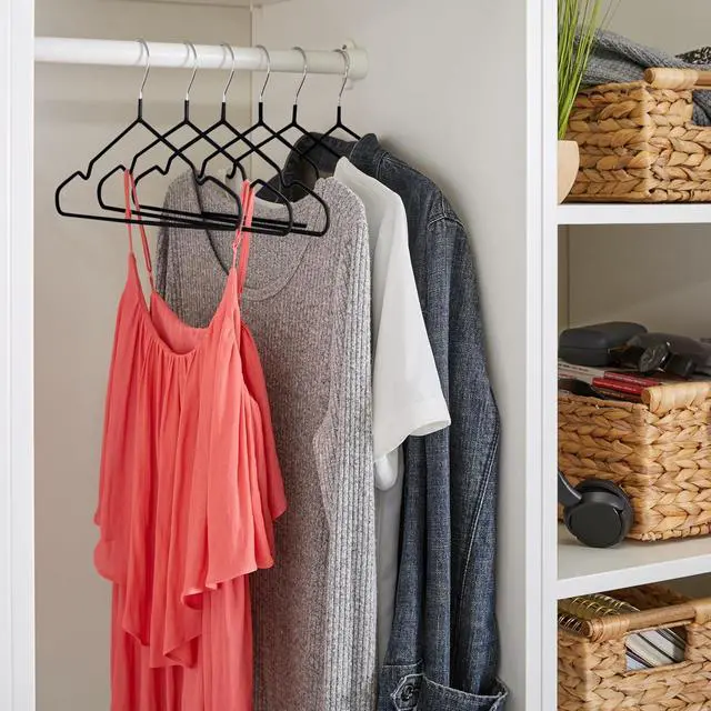 Alt view image 5 of 5 - Simplify 12 Pack Metal Hangers | Dimensions: 15.75"x 7.28"x 0.16" | Space Saving | Durable | Closet Organization | Black