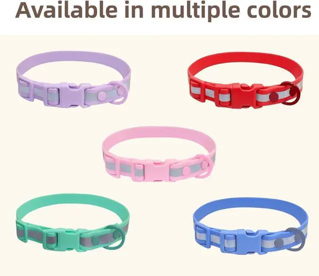 Alt view image 7 of 7 - THAIN Waterproof Reflective Dog Collar PVC Webbing with High Visibility Reflective StripEasy to Clean Perfect for Daily Use & Night Walks for Small Medium Large Dogs (Light Purple, M)