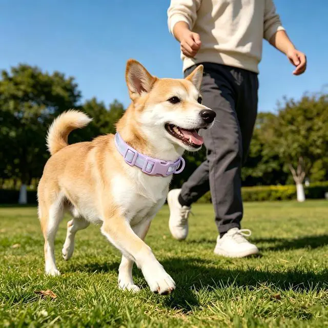 Alt view image 6 of 7 - THAIN Waterproof Reflective Dog Collar PVC Webbing with High Visibility Reflective StripEasy to Clean Perfect for Daily Use & Night Walks for Small Medium Large Dogs (Light Purple, M)