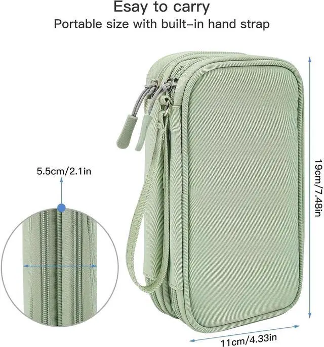 Alt view image 2 of 7 - CAAORDKSO Cord Organizer Travrel Bag, Electronic Organizer Travel Case, Water Resistant Cable Organizer Pouch for Cable, Cord, USB, Charger, Phone, Power Bank, Earphone (Mint Green, Medium)