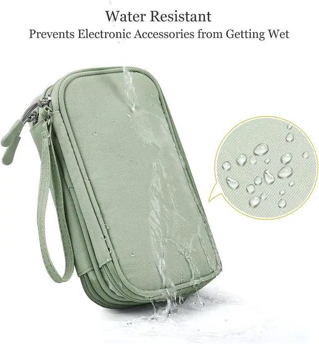 Alt view image 4 of 7 - CAAORDKSO Cord Organizer Travrel Bag, Electronic Organizer Travel Case, Water Resistant Cable Organizer Pouch for Cable, Cord, USB, Charger, Phone, Power Bank, Earphone (Mint Green, Medium)