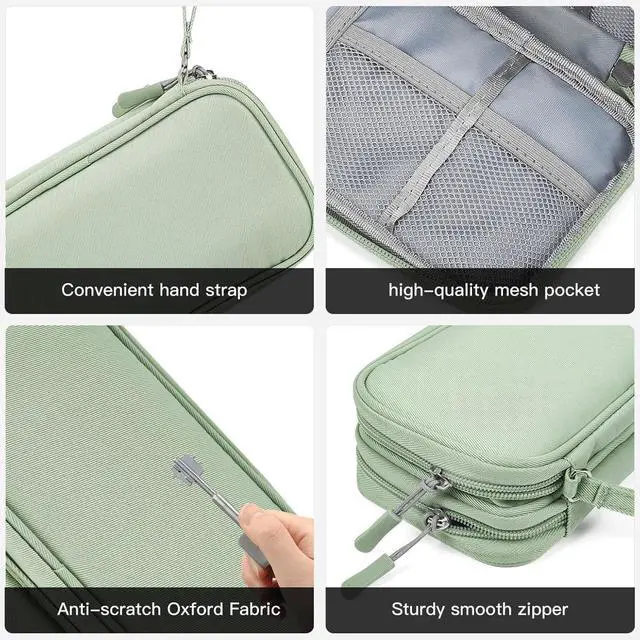 Alt view image 6 of 7 - CAAORDKSO Cord Organizer Travrel Bag, Electronic Organizer Travel Case, Water Resistant Cable Organizer Pouch for Cable, Cord, USB, Charger, Phone, Power Bank, Earphone (Mint Green, Medium)