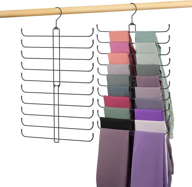 Main image of Legging Hanger, Metal Hanging Legging Hangers for Closet Organizer Holds 20 Women's XS-XL & Girls' Leggings, 360° Rotating Foldable Yoga Pants Hangers Space Saving, Black