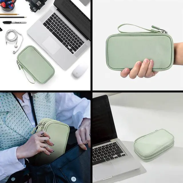 Alt view image 7 of 7 - CAAORDKSO Cord Organizer Travrel Bag, Electronic Organizer Travel Case, Water Resistant Cable Organizer Pouch for Cable, Cord, USB, Charger, Phone, Power Bank, Earphone (Mint Green, Medium)