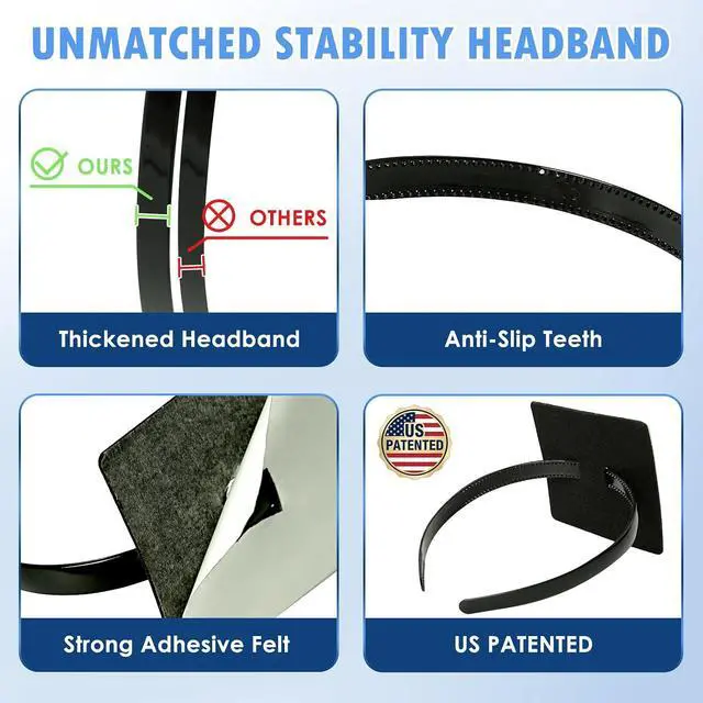 Alt view image 4 of 7 - PUNCHMAN Graduation Cap Headband Insert- Black 1 Pack Firm Anti-fall Hair Band,Graduation Hat Headband Holder for Secure Grad Cap And Hairstyle,Hat Accessories for Graduates,Students,Girls