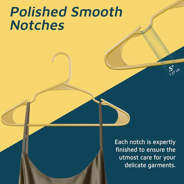 Alt view image 7 of 7 - Lifemaster Plastic Clothes Hangers Heavy Duty Hanger Set, for Organizing Clothes, Dresses, and Coat, Holds Up to 5 lbs, Space-Saving Hangers with Non-Slip Shoulder Grooves, Pack of 5, Yellow
