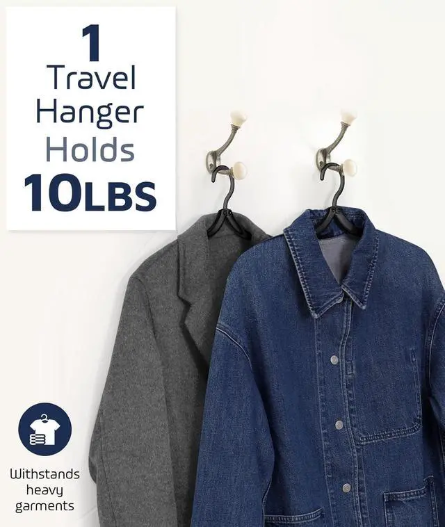 Alt view image 3 of 7 - 10 Pcs Travel Hangers, Cruise Ship Essentials Foldable Hangers Plastic Travel Essentials, Portable Cruises Must Haves 2026 for Skirt, Suitcase, RV Camping Airplane Europe Vacation Essential, Black