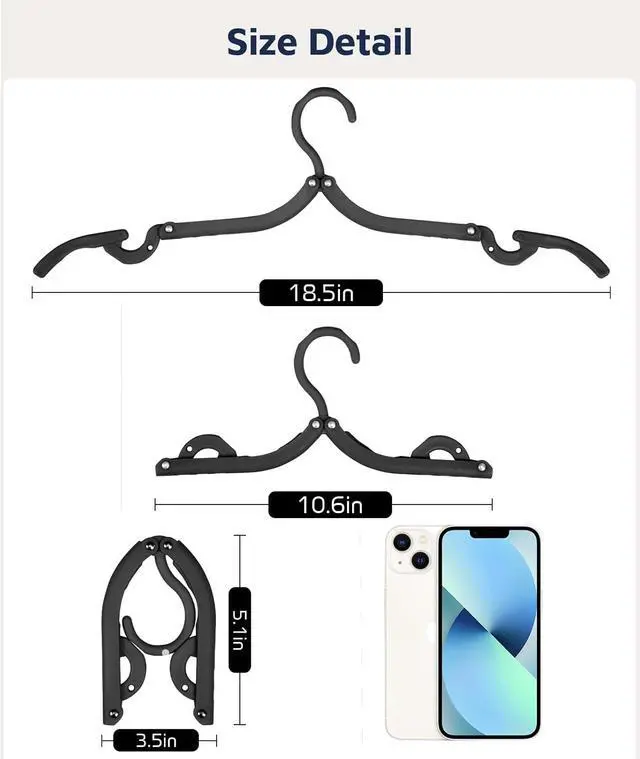 Alt view image 5 of 7 - 10 Pcs Travel Hangers, Cruise Ship Essentials Foldable Hangers Plastic Travel Essentials, Portable Cruises Must Haves 2026 for Skirt, Suitcase, RV Camping Airplane Europe Vacation Essential, Black