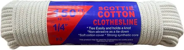 Alt view image 2 of 3 - #8 1/4" x 150 ft Scottie Cotton Clothesline, White