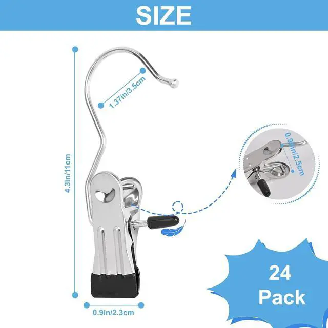 Alt view image 3 of 7 - 24 Pack Hanger Clips, Multi Function Clip Hooks, Laundry Hanging Hooks Clips, Clothes Clips, Closet Hangers, Boot Clips, Sock Clips, Hat Clips, Glove Clips, Trouser Clips, Towel Pins