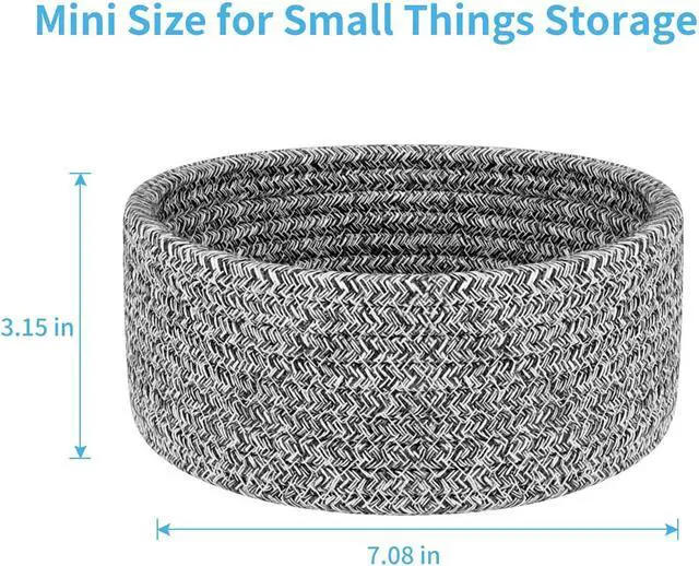 Alt view image 2 of 7 - ABenkle 2 Pack Small Baskets, Cotton Rope Woven Basket, Cute Mini Tiny Storage Baskets, Decorative Boho Basket for Nursery Living Room Bedroom Shelf, Empty Gift Basket - Mixed Grey