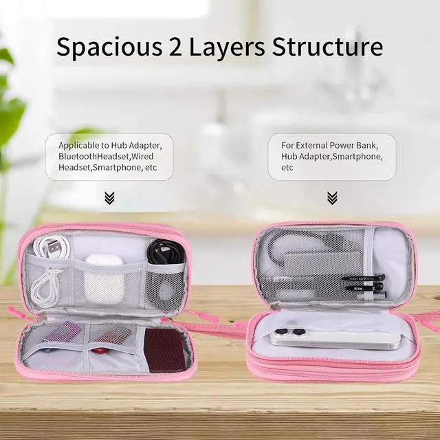 Alt view image 2 of 7 - JIAKAI Travel Cable Organizer,Electronics Accessories Organizer Bag,for Charger, Phone, memory card,Travel Gadget Bag-Pink