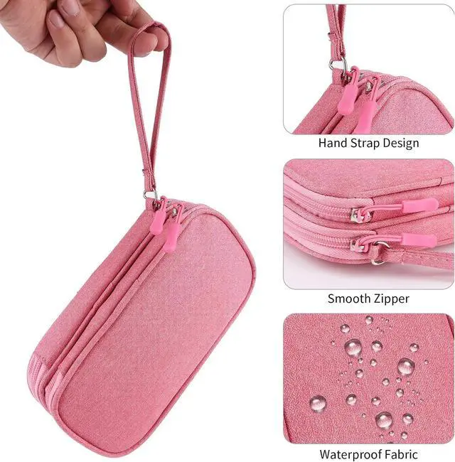Alt view image 4 of 7 - JIAKAI Travel Cable Organizer,Electronics Accessories Organizer Bag,for Charger, Phone, memory card,Travel Gadget Bag-Pink