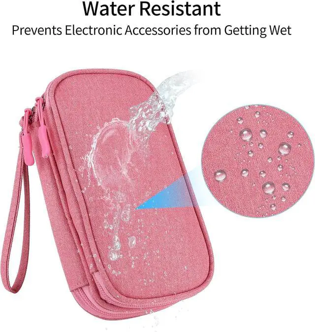 Alt view image 5 of 7 - JIAKAI Travel Cable Organizer,Electronics Accessories Organizer Bag,for Charger, Phone, memory card,Travel Gadget Bag-Pink