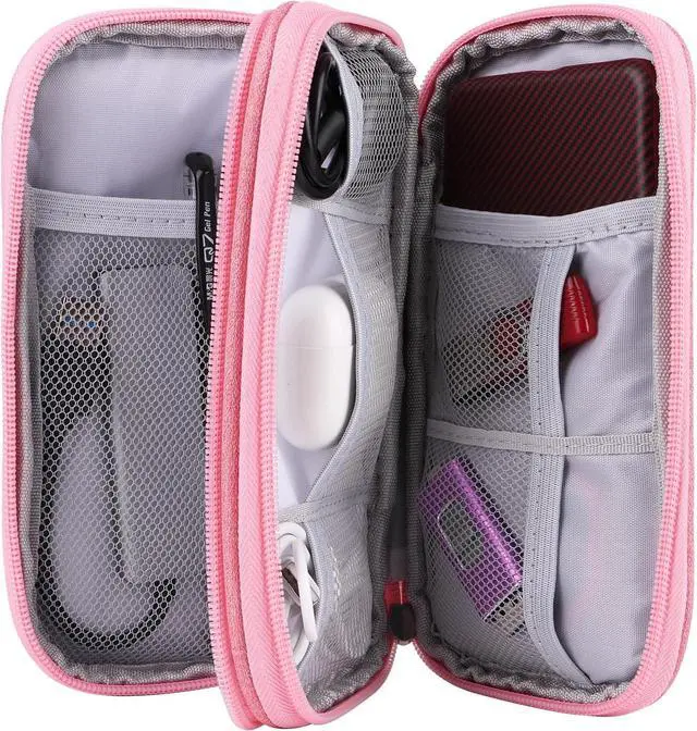 Alt view image 6 of 7 - JIAKAI Travel Cable Organizer,Electronics Accessories Organizer Bag,for Charger, Phone, memory card,Travel Gadget Bag-Pink