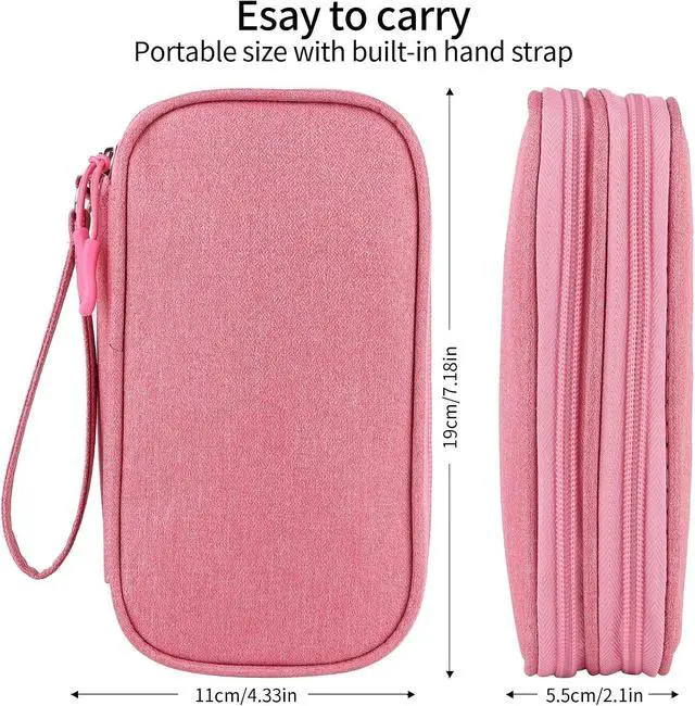 Alt view image 3 of 7 - JIAKAI Travel Cable Organizer,Electronics Accessories Organizer Bag,for Charger, Phone, memory card,Travel Gadget Bag-Pink