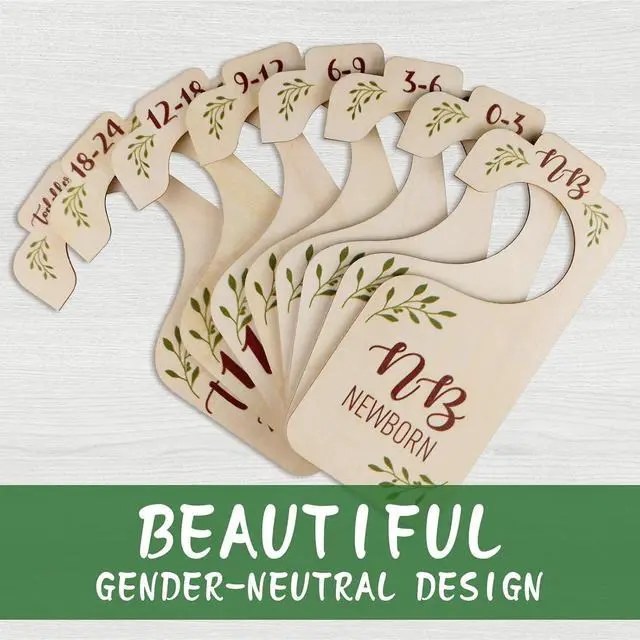 Alt view image 3 of 7 - Baby Closet Dividers for Clothes Organizer - 8 PCS Adorable Wooden Double-Sided Baby Clothes Size Hanger Organizer from Newborn to Toddler for Nursery Decor