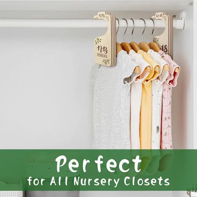 Alt view image 6 of 7 - Baby Closet Dividers for Clothes Organizer - 8 PCS Adorable Wooden Double-Sided Baby Clothes Size Hanger Organizer from Newborn to Toddler for Nursery Decor