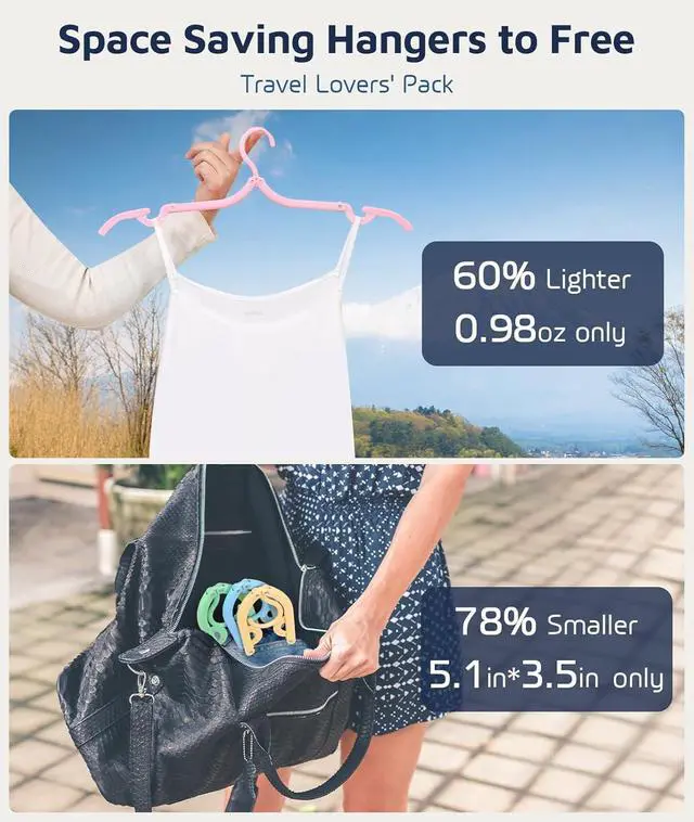 Alt view image 2 of 7 - 20 Pcs Travel Hangers, Cruise Ship Essentials Foldable Hangers Plastic Travel Essentials, Portable Cruises Must Haves 2026 for Skirt, Suitcase, RV Camping Airplane Europe Vacation Essential