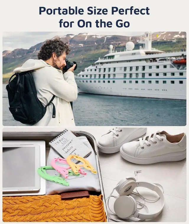 Alt view image 6 of 7 - 20 Pcs Travel Hangers, Cruise Ship Essentials Foldable Hangers Plastic Travel Essentials, Portable Cruises Must Haves 2026 for Skirt, Suitcase, RV Camping Airplane Europe Vacation Essential