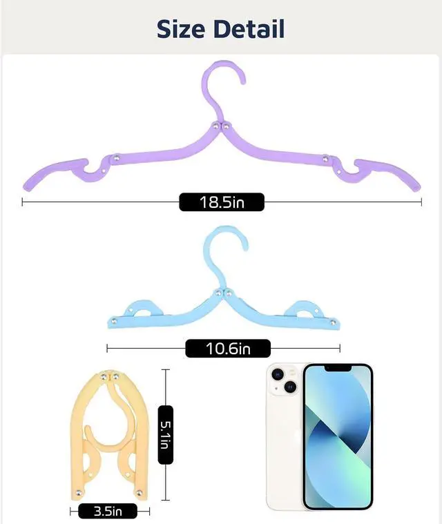 Alt view image 5 of 7 - 20 Pcs Travel Hangers, Cruise Ship Essentials Foldable Hangers Plastic Travel Essentials, Portable Cruises Must Haves 2026 for Skirt, Suitcase, RV Camping Airplane Europe Vacation Essential