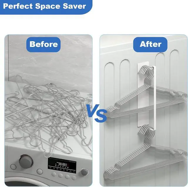 Alt view image 4 of 5 - Magnetic Hanger Organizer, Thipoten Hangers Holder for Washing Machine, Holding up to 30 Velvet/Wire/Plastic Hangers, Perfect Space Saver for Laundry Room (1, White)