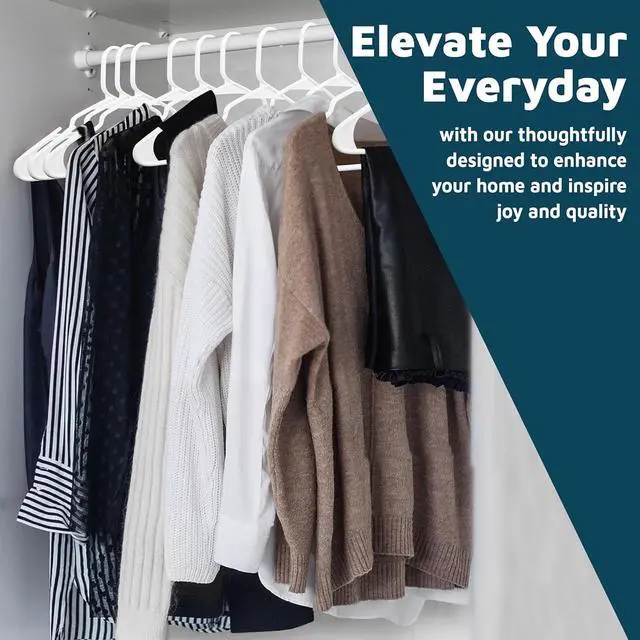 Alt view image 3 of 7 - Lifemaster Plastic Clothes Hangers Heavy Duty Hanger Set, for Organizing Clothes, Dresses, and Coat, Holds Up to 5 lbs, Space-Saving Hangers with Non-Slip Shoulder Grooves, Pack of 10, White