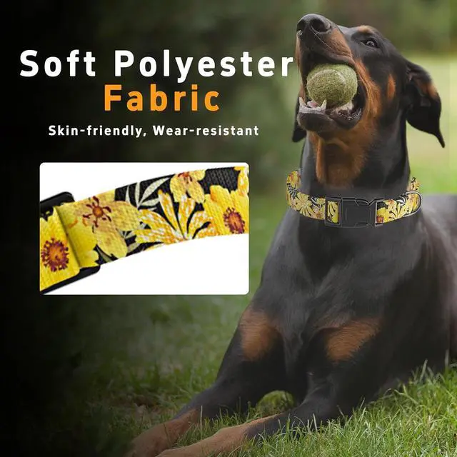 Alt view image 4 of 6 - Seyezo Dog Collar, Floral Puppy Collar, Yellow Floral, XS | For Boys Girls, Small Medium Large Dogs, Adjustable Soft Floral Pattern, Safety Buckle, For Male Females, Tear-resistant