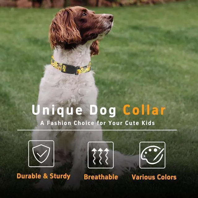 Alt view image 5 of 6 - Seyezo Dog Collar, Floral Puppy Collar, Yellow Floral, XS | For Boys Girls, Small Medium Large Dogs, Adjustable Soft Floral Pattern, Safety Buckle, For Male Females, Tear-resistant