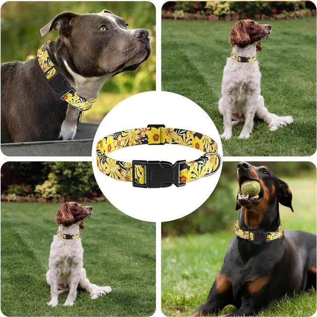 Alt view image 6 of 6 - Seyezo Dog Collar, Floral Puppy Collar, Yellow Floral, XS | For Boys Girls, Small Medium Large Dogs, Adjustable Soft Floral Pattern, Safety Buckle, For Male Females, Tear-resistant