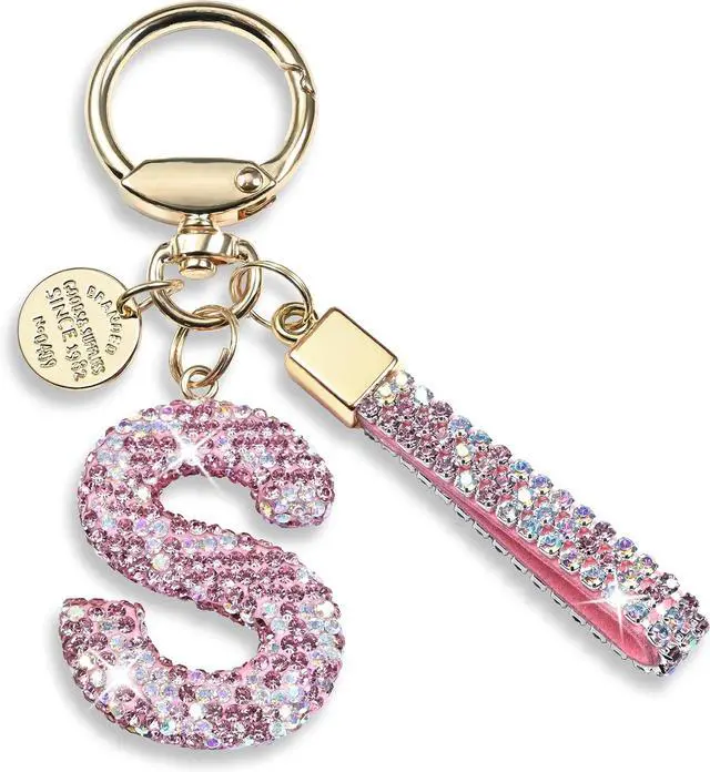 Main image of JINGUAZI Bling Initial Letter Keychain Bag Charms for Women | Sparkly cute lanyard accessories for handbags, purses, backpacks, car key small gifts for women