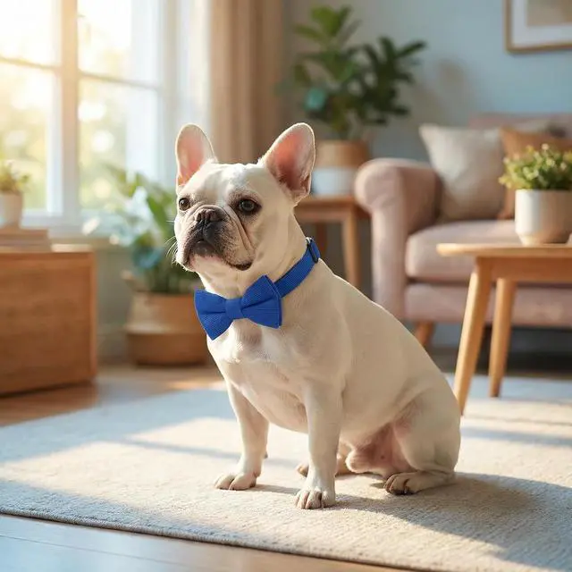 Alt view image 5 of 6 - THAIN Dog Collar with Bow Tie Corduroy,Soft,Breathable&Adjustable Quick Release Plastic Buckle Dog Collars for Small Medium Large Dogs Pets (Blue, S)