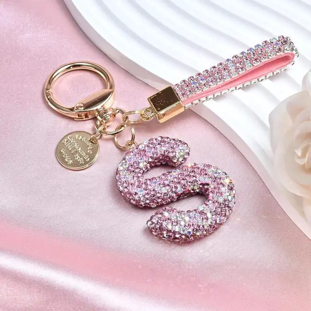 Alt view image 3 of 6 - JINGUAZI Bling Initial Letter Keychain Bag Charms for Women | Sparkly cute lanyard accessories for handbags, purses, backpacks, car key small gifts for women