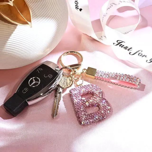 Alt view image 6 of 6 - JINGUAZI Bling Initial Letter Keychain Bag Charms for Women | Sparkly cute lanyard accessories for handbags, purses, backpacks, car key small gifts for women