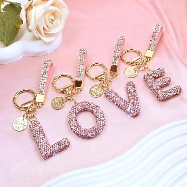 Alt view image 5 of 6 - JINGUAZI Bling Initial Letter Keychain Bag Charms for Women | Sparkly cute lanyard accessories for handbags, purses, backpacks, car key small gifts for women