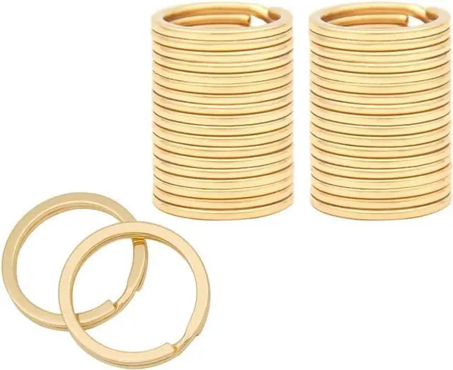 Main image of 20 Pack Key Ring Keychain 3/4 Inch 20mm Diameter Metal Golden Flat Split Key Chains Rings for Home Car Dog Tag Office Lanyards Keys Attachment