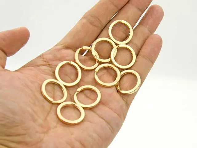 Alt view image 2 of 6 - 20 Pack Key Ring Keychain 3/4 Inch 20mm Diameter Metal Golden Flat Split Key Chains Rings for Home Car Dog Tag Office Lanyards Keys Attachment