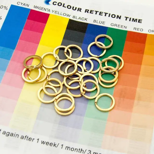 Alt view image 3 of 6 - 20 Pack Key Ring Keychain 3/4 Inch 20mm Diameter Metal Golden Flat Split Key Chains Rings for Home Car Dog Tag Office Lanyards Keys Attachment