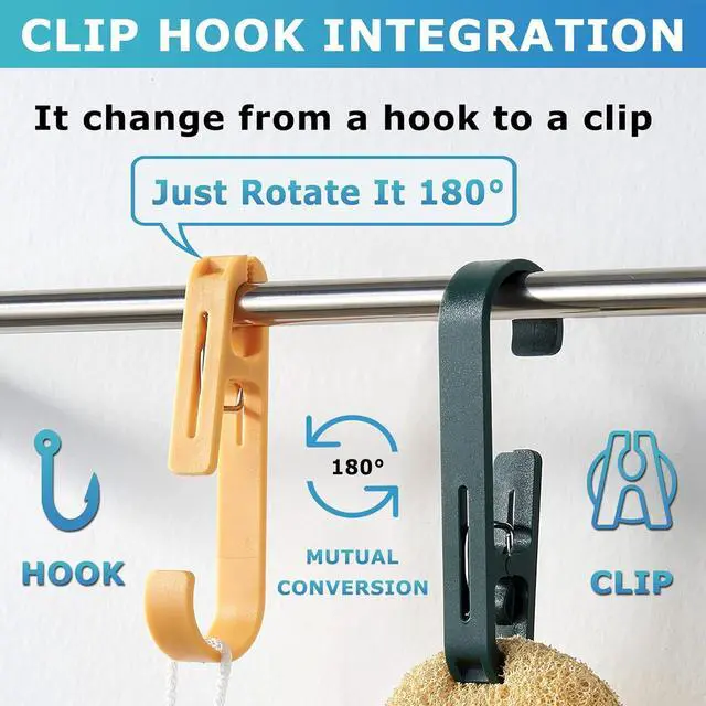 Alt view image 3 of 7 - Laundry Hooks with Clips Hanger Closet Organizer Clamps Socks Boot Bras Towels for Bathroom Wardrobe Kitchen Office 4Pcs (White)