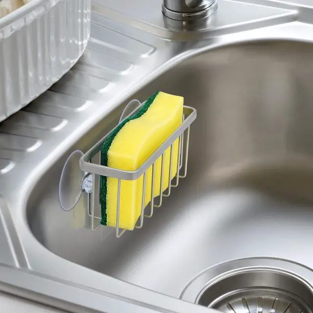 Alt view image 3 of 5 - HLOOL Sponge Holder for Kitchen Sink, Kitchen Sink Caddy -Mat Silver | Dish Soap Holder,Kitchen Sink Organizer for Sponge, Brushes, Stoppers and Scrapers Storage Accessories