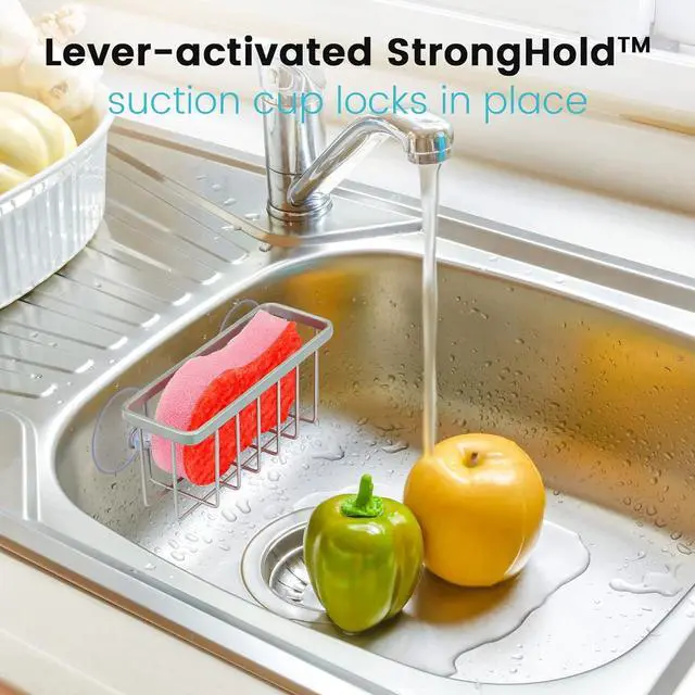 Alt view image 4 of 5 - HLOOL Sponge Holder for Kitchen Sink, Kitchen Sink Caddy -Mat Silver | Dish Soap Holder,Kitchen Sink Organizer for Sponge, Brushes, Stoppers and Scrapers Storage Accessories