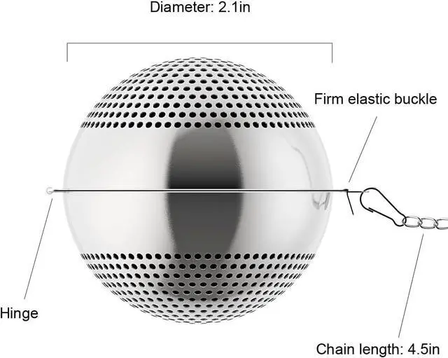 Alt view image 3 of 7 - Food Grade 304 Stainless Steel Mesh Tea Ball 2.1 Inch Tea Infuser Strainer Filter Diffuser for Loose Tea