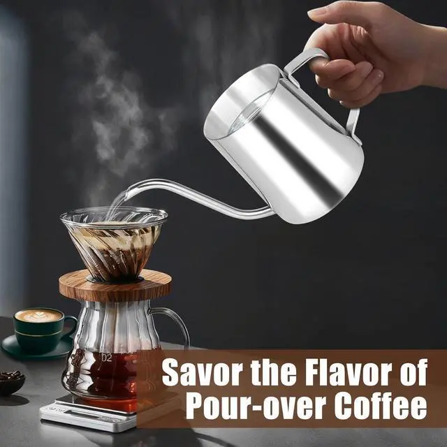 Alt view image 2 of 5 - Pour Over Coffee Kettle,Gooseneck Camping Coffee Pot,Spout Tea Pot,12 oz | Hand Drip Coffee One Serving Pour Over Kettle,Filter Coffee,Drip Cup 350ML 1Pack